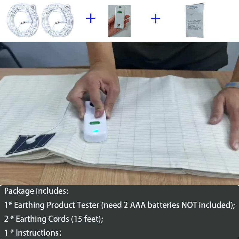 [Australia - AusPower] - Grounding Continuity Tester Kit with 2 x 15ft Grounding Cords for Grounded Sheets Use to Test Effectiveness of Earth Connected Products Mats,Pads,Wrist Bands,Blankets,Pillow Case 