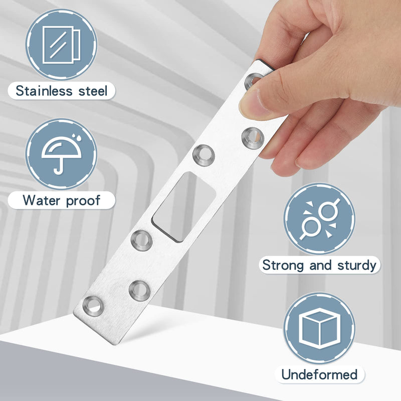 [Australia - AusPower] - 4 Pcs 6 Inch Door Strike Plate Security Latch Strike Stainless Steel Door Reinforcement Plate with Screws for Exterior Deadbolt Armor Heavy Duty Residential Use, Silver(Sliver) Sliver 