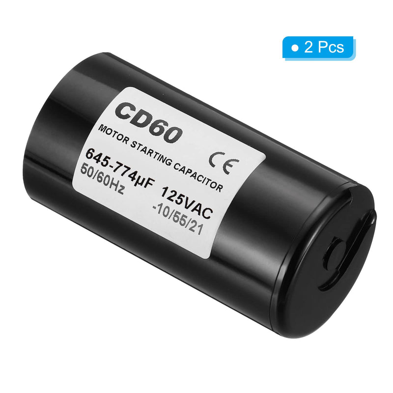 [Australia - AusPower] - PATIKIL Motor Start Capacitor, 2 Pack 645-774uF/Mfd 125V 50/60Hz CD60 Run Capacitor for Electric Motor Starts Running 