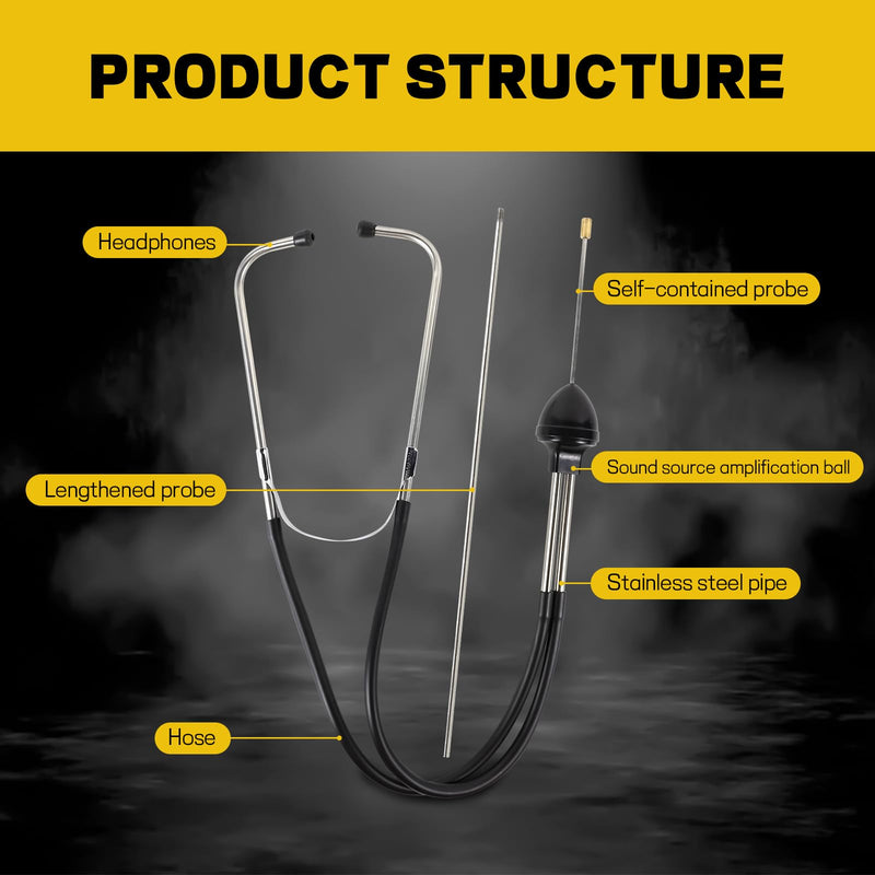 [Australia - AusPower] - Automotive Stethoscope, Mechanic Stethoscope Sensitive Hearing Tool, Car Mechanic Cylinder Stethoscope Engine Diagnostic Instrument, Stethoscope Tool for Cars, Trucks, SUVs 