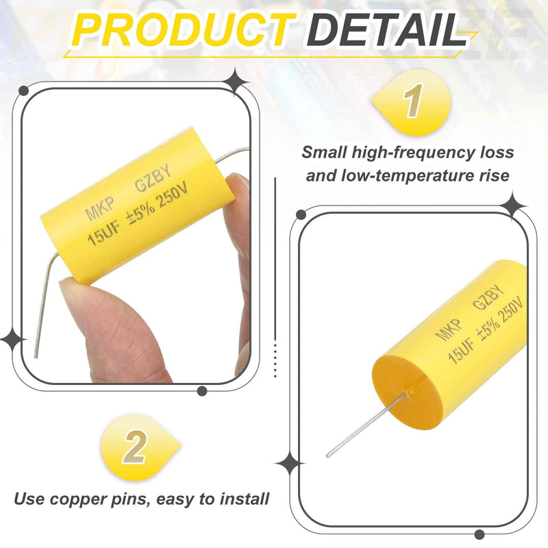 MECCANIXITY 4Pcs 47uf Frequency Divider Capacitor, 250V Axial Audio Speaker Crossover MKP Film Capacitor 4