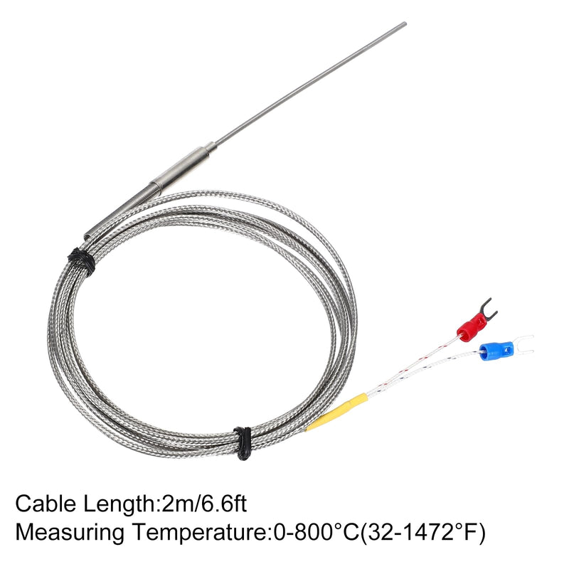 [Australia - AusPower] - MECCANIXITY E Type Thermocouple Temperature Sensor Probe 2x100mm 6.6ft Wire 0 to 800°C(32 to 1472°F) Stainless Steel 