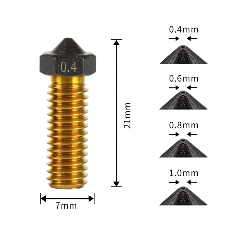 [Australia - AusPower] - 10Pcs V6 Volcano PTFE Nozzles 0.4/0.6/0.8/1.0mm M6 Thread Hotend Extruder PTFE Coating Volcano Nozzle for Artillery Genius, Sidewinder X1, X2, for Anycubic Vyper, Kobra Plus, Kobra Max Volcano PTFE Coated Nozzles 