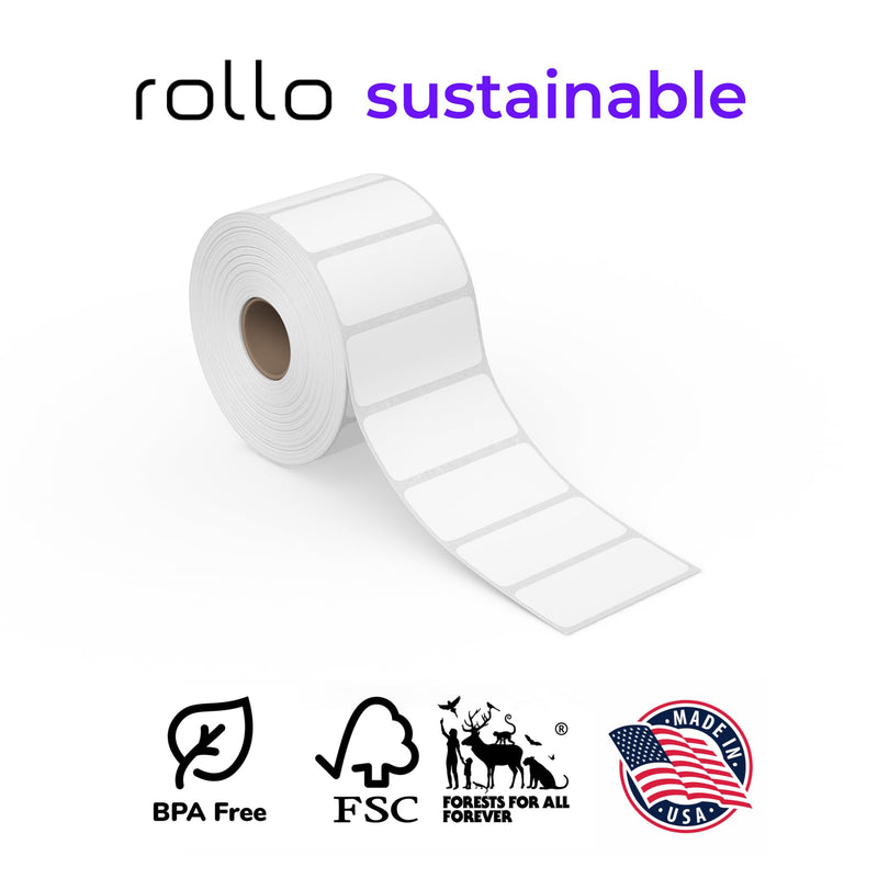 [Australia - AusPower] - Rollo Direct Thermal 2x1 Barcode Labels - Roll of 1,000 Thermal Labels for Shipping (Commercial Grade Stickers) White 