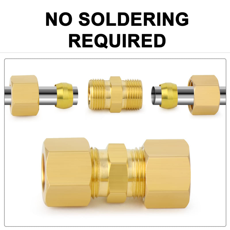 [Australia - AusPower] - Brass Compression Tube Fitting, 3/16" OD x 3/16" OD Compression Union Connector(10-PACK) OD x OD 