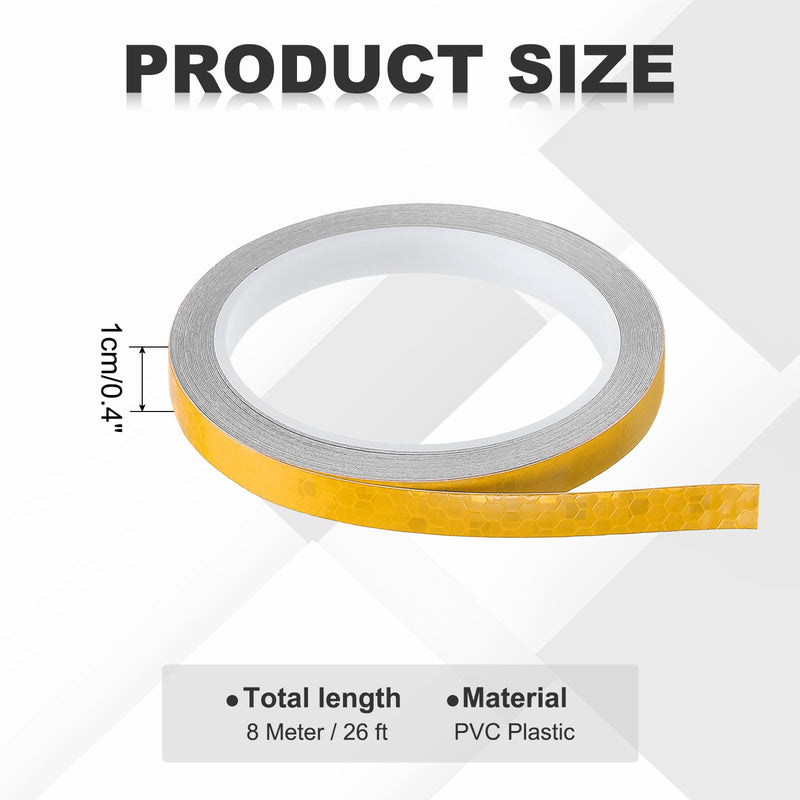 MECCANIXITY Reflective Tape, 0.4 Inch x 26 ft Self-Adhesive Trailer Reflector Tape Waterproof Warning Safety Sticker High Visibility Night Reflectors, Yellow