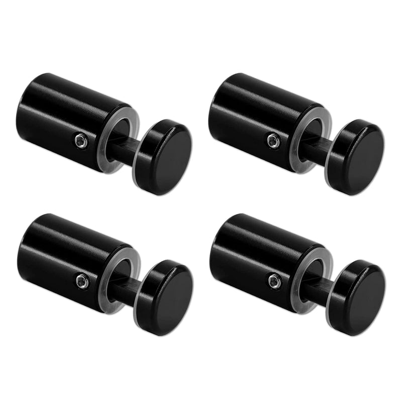 Side Clamp Standoffs 3/4" x 1" Solid Aluminum, Edge Grip Sign Standoffs for Glass, Burglarproof Sign Standoff, Standoffs Hardware, for Acrylic, Glass, PVC, Glass Panel with 2 pcs Spacers Black 12 PC
