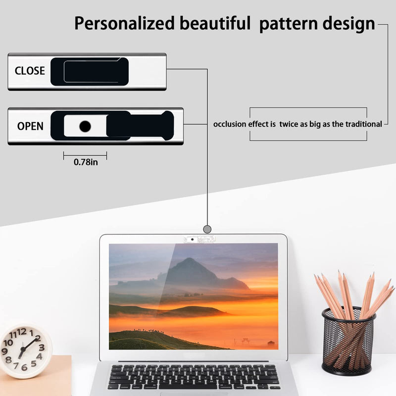 [Australia - AusPower] - Webcam Cover, 3 Pieces, Laptop Camera Cover, Privacy Shielding Capacity is Twice as Big as The Traditional, Suitable for Computer Mobile Phones, laptops, Tablets and so on (Black) black 