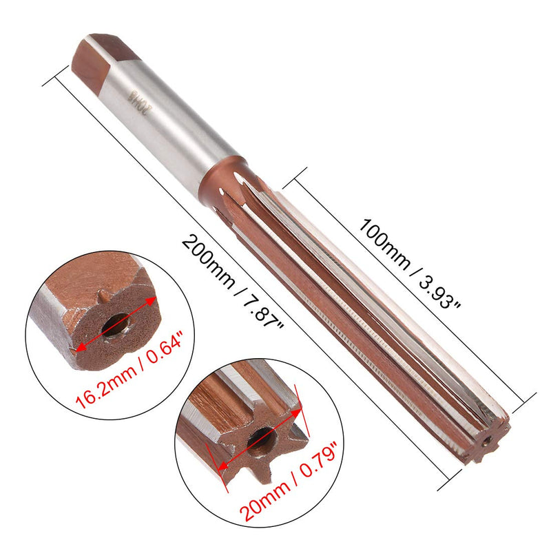 [Australia - AusPower] - uxcell Hand Reamer 20mm Alloy Tool Steel H8 8 Straight Flutes Hand Milling Cutter Tool Metric Reaming Drill Bit for Metal 