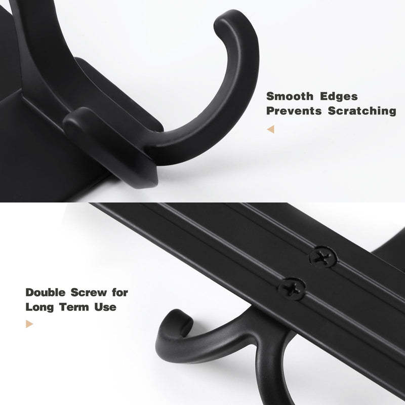 [Australia - AusPower] - Over The Door Hooks for Hanging, Over The Door Hanger with 5 Triple Coat Hooks, Over The Door Towel Racks for Bathroom, Door Hanger Hooks for Coat, Bags and Hat (Black, 1 Pack) Black 