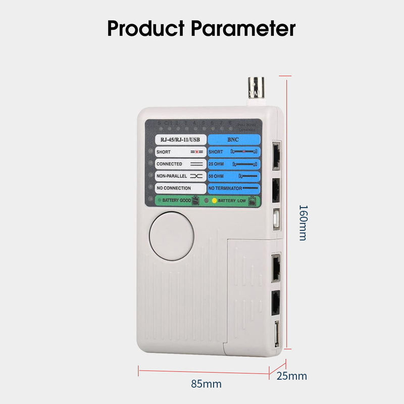 [Australia - AusPower] - Network Tester, RJ11 RJ45 Meter USB BNC 4-in-1 Portable LAN Network Cable Tester Remote Control Line Tester for UTP STP Cable Tracker 