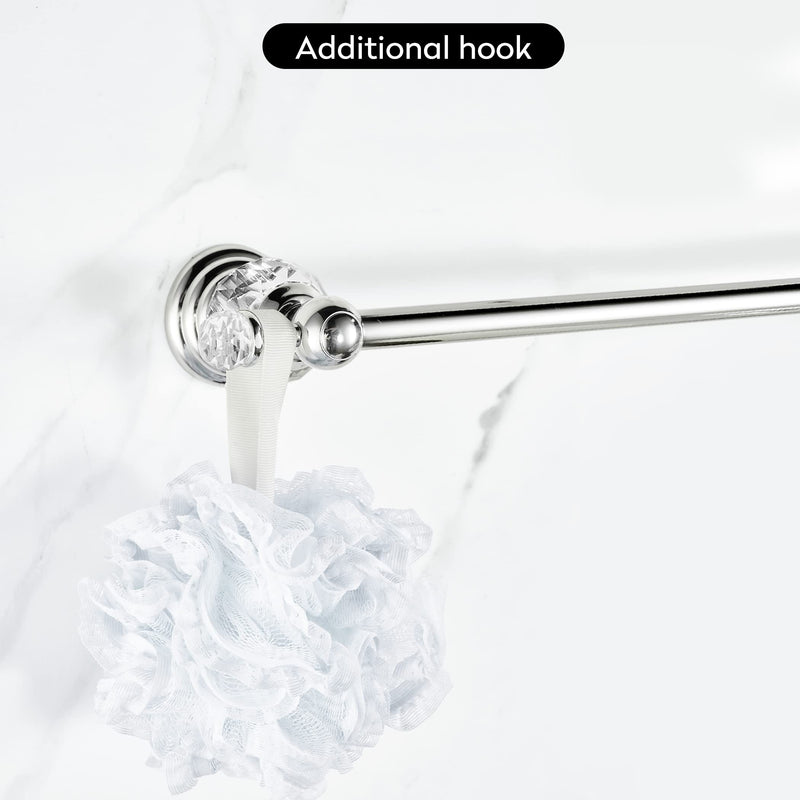 BATHSIR Crystal Towel Bar 24 Inch, Chrome Bathroom Towel Rack, Hand Towel Holder Wall Mounted Silver