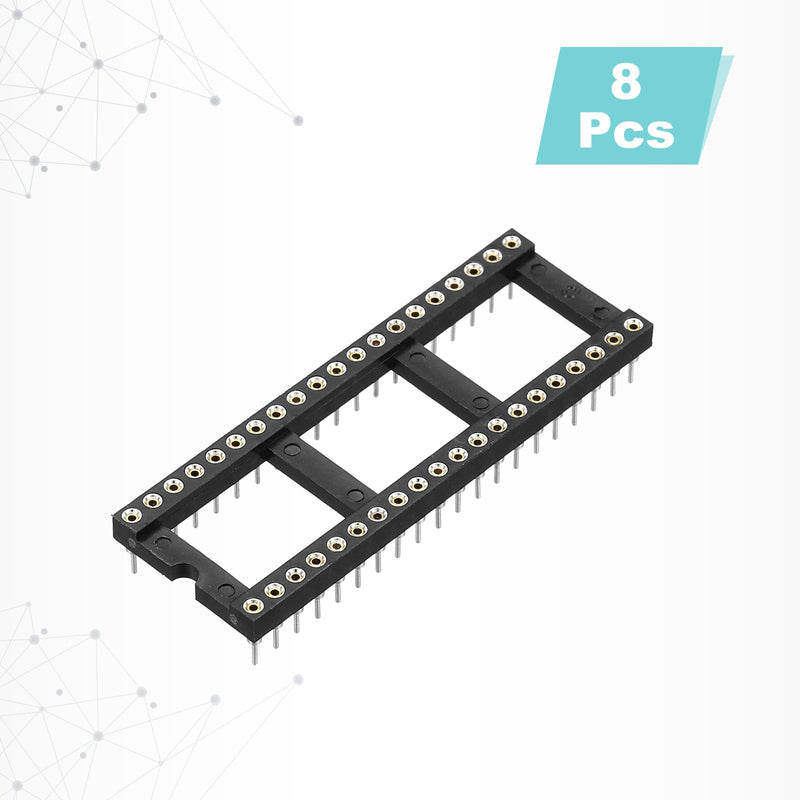 [Australia - AusPower] - QUARKZMAN DIP IC Chip Socket Adapter 40 Round Pin IC Assortment Kit 2.54 mm/0.1 Inch Pitch for Breadboard Project, PCB Board Design, Pack of 8 