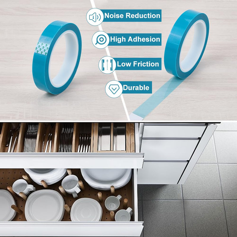 CRASPIRE Refrigerator Tape Blue Slick Tapes 164Ft x 0.79in PET Non-Residual Adhesive Sliding Protection Label No-Slip for Fridge Fixing Drawer Air Conditioner Printer Fixed Reduction Bearing Furniture Dark Blue 164.04ftx0.79in(50mx20mm)