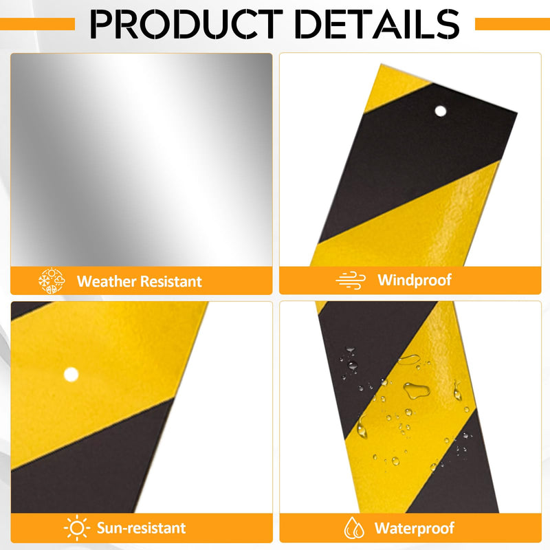 6 Pcs Reflective Sign Post Panels 30 x 3'', Aluminum Reflectors for Post,Reflective Road Markers with High-Visibility,Weather-Resistant for Driveway,Parking,Street-Warns of Slow Moving Vehicles black and yellow 6 Pcs