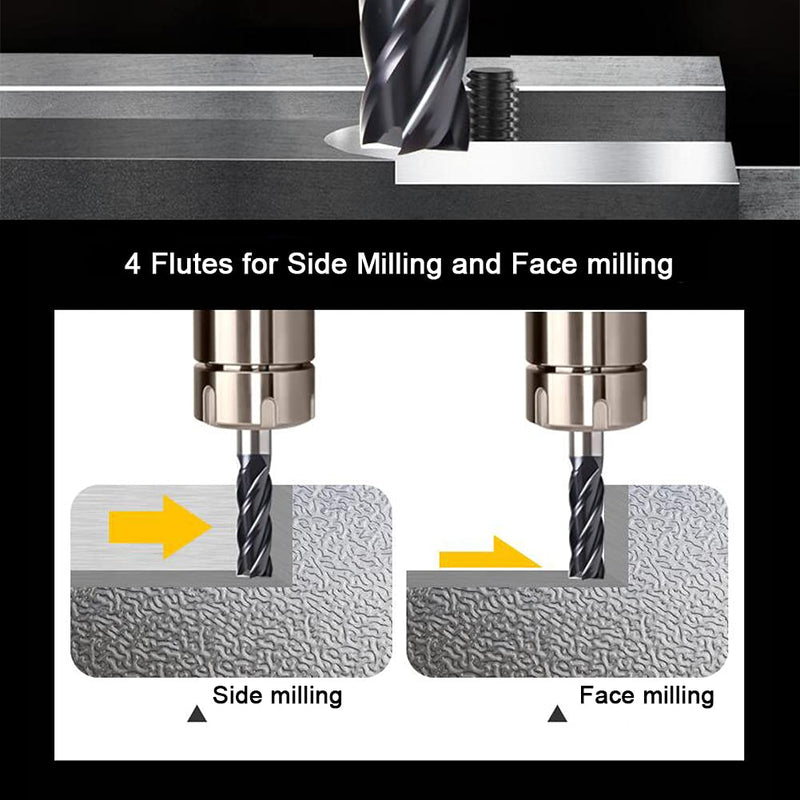 [Australia - AusPower] - AUTOTOOLHOME 1/8" Carbide Square End Mill for Micro Grain Carbide Milling Cutter for Alloy Steel Hardened Steels 4 Flutes HRC50 (1, 1/8 in) 