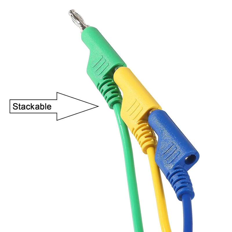 [Australia - AusPower] - Multimeter Test Lead Set, 5PCS Stackable 4MM Banana Plug to Test Hook, Flexible Testing Cable Wires 500V 5A for Multimeter Electrical Testing, 3.3FT/1M 