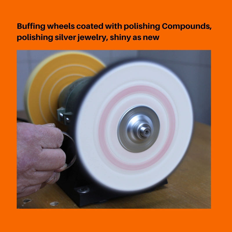 [Australia - AusPower] - Cotton Buffing Wheel Kit 8 inch. for Bench Grinding Wheel Polishing Machines. Polishes Jewelry, Glass, Tools and More. 5/8 inch Arbor 