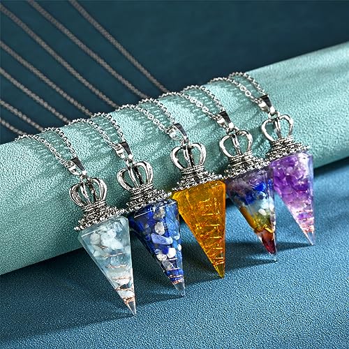 Crystal Necklace for Women 7 Chakra Stone Protection Balance Healing Necklaces Hexagonal Pointed Reiki Spiritual Energy Pendant Necklace Quartz Jewelry Gift