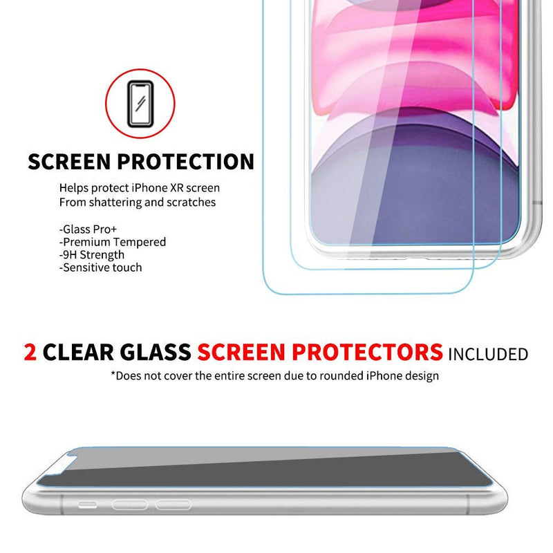 [Australia - AusPower] - iPhone XR Clear Case & Screen Protector | 2 in 1 Bundle Package | 2 Tempered Glass Screen Protectors | Crystal Clear Transparent Soft Case | Shockproof Bumpers | Slim Fit | iPhone XR Clear XR 
