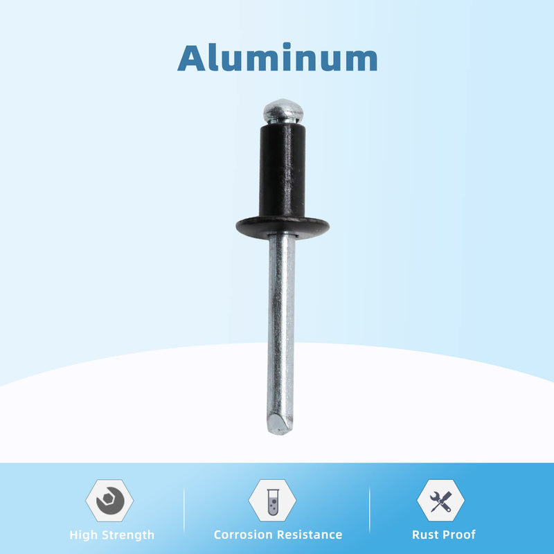 [Australia - AusPower] - 1/4" x 1/2" Aluminum Blind Rivets, Black, 6.5 x 12.7mm Pop Rivets, 100 PCS 1/4" x 1/2" 