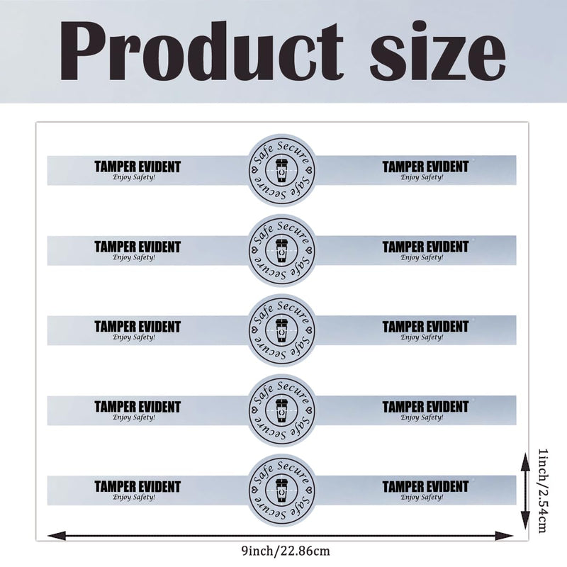 Safe Secure Tamper Evident Seals for Drink Beverage Lids 1" x 9" for Matte Silver Material Labels Food Delivery Safety Stickers for Coffee Milk Tea Ice Cream Seal 250pcs Advanced Waterproof Dumb Silver