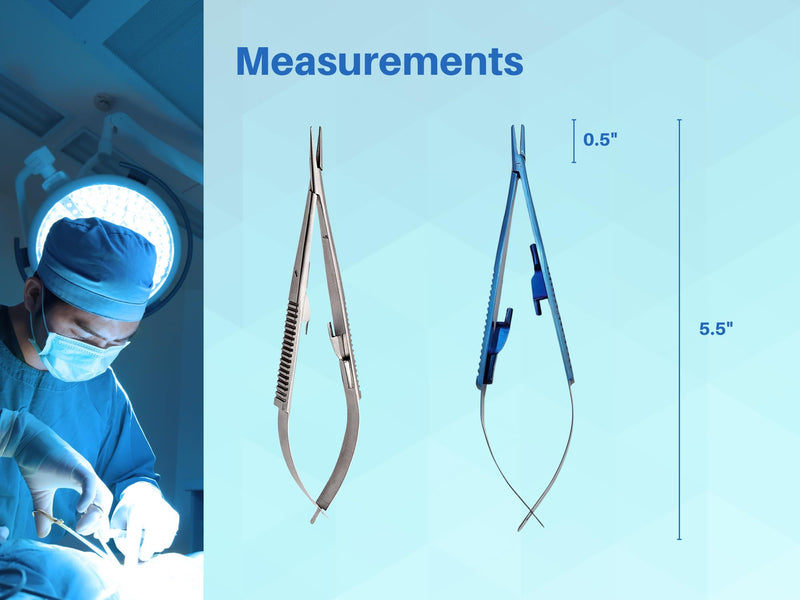 [Australia - AusPower] - Bundle of 3 Castroviejo Scissors 5.5" Straight Locking Needle Holder Extra Sharp Spring Action & Castroviejo 5.5" Holder Driver Blue Plasma w/Tungsten Carbide Inserts by Artman Instruments 