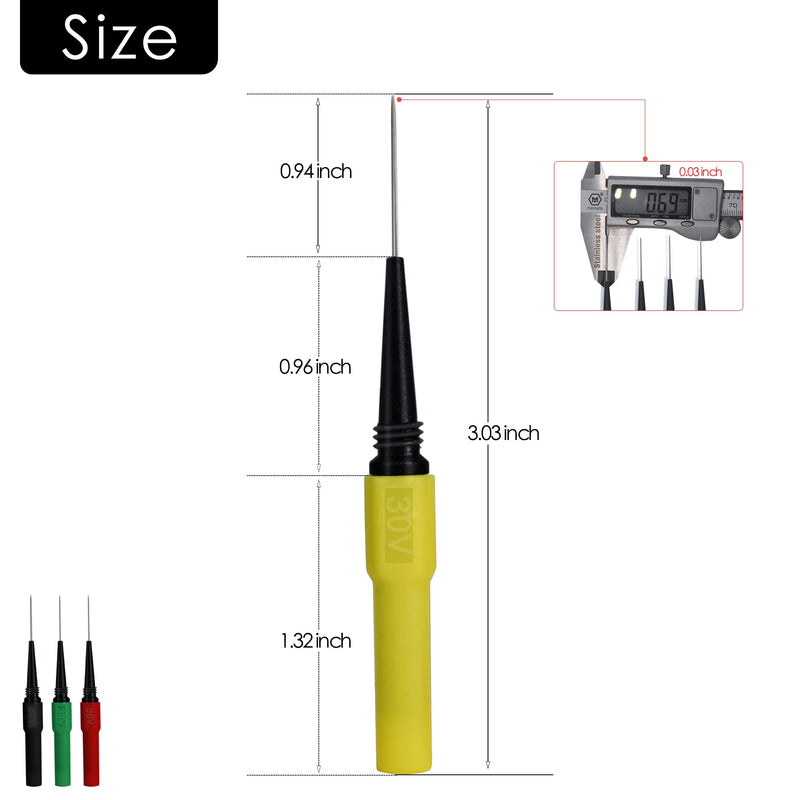 [Australia - AusPower] - Piercing Clip Test Probe, 0.7mm Test Probe Pins, Non-Destructive Insulation Wire Piercing Needle, Piercing Probes Set for Banana Socket Plug Car Tester (4 Pcs) 