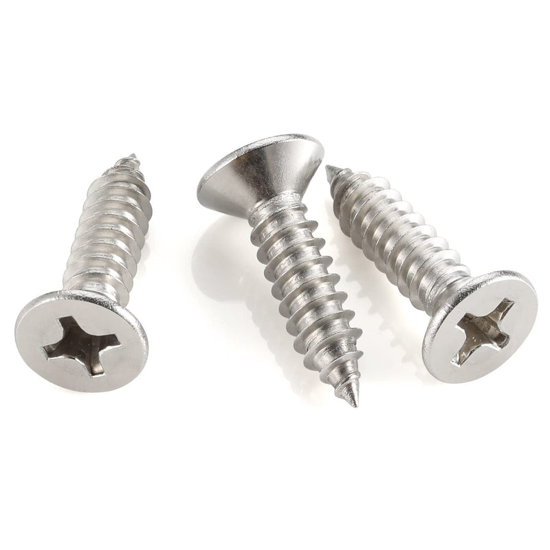 [Australia - AusPower] - #10 x 1 (3/8" to 2" Available) Flat Head Sheet Metal Screws Wood Screws, 304 Stainless Steel 18-8, Self Tapping, 100 PCS #10 x 1" 