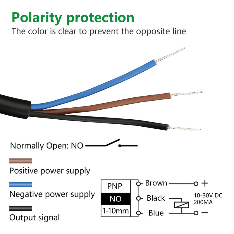 Wengart Capacitive Proximity Sensor Switch LJC18A3-B-Z,M18,DC10-30V,PNP_Normally Open 300mA,10mm Detecting Distance,3 Wire
