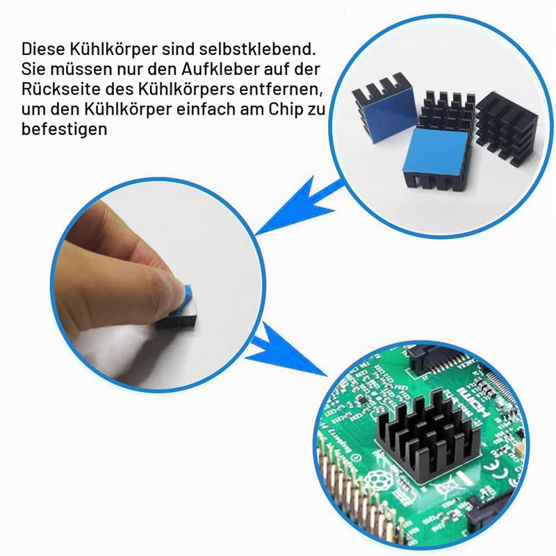 Aluminium Heatsink Heatsink 40 x 40 x 11 mm with Heat-Conducting Cooling Fins for Computer Hosts, Semiconductor Devices Coolers, Pack of 4