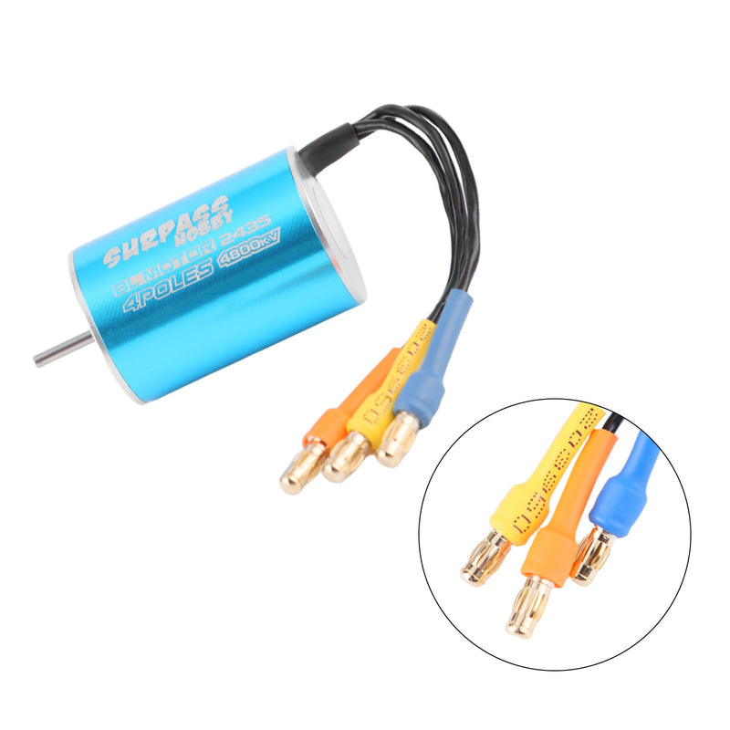 Surpass Hobby 2435 4800KV Brushless Motor and 25A ESC Electric Speed Controller Combo Upgrades for 1/16 1/18 RC Truck LaTrax Teton Desert Prerunner Rally SST Wltoys A959 (Blue)