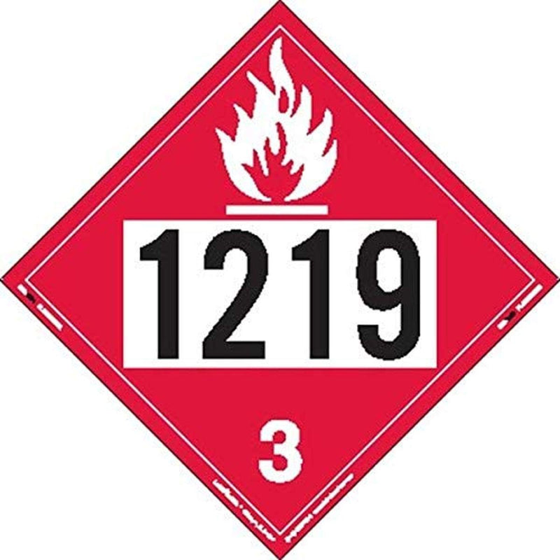 Labelmaster ZT2-1219 UN 1219 Flammable Liquid Hazmat Placard, Tagboard (Pack of 25)