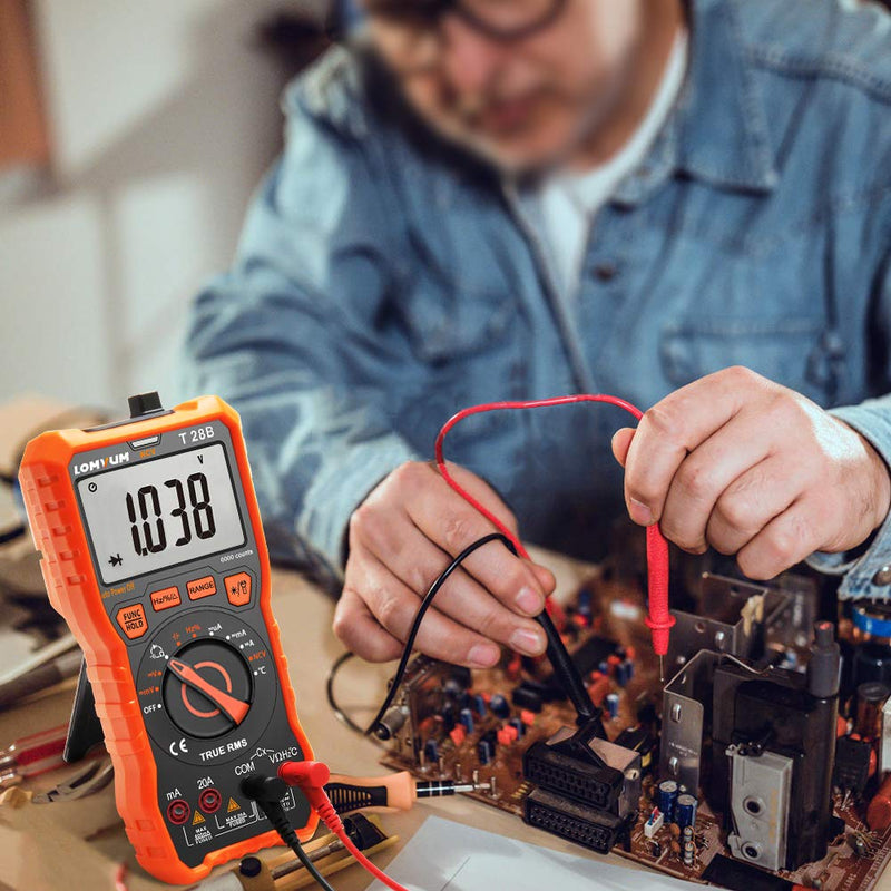 [Australia - AusPower] - LOMVUM Digital Multimeter, 6000 Counts Auto-Ranging Voltage Tester Meter with Ohm Volt Amp Capacitance Temperature Frequency Diode Backlit LCD and Flashlight 