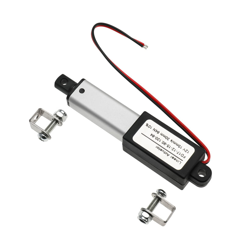 [Australia - AusPower] - NORJIN 12V Mini Electric Linear Actuator 1.2 inch Stroke, Speed 0.6inch/s, 60N/14lb, Waterproof Linear Motion Actuator w/Mounting Brackets for Cabinet, Window Opener, Robot Projects Small 