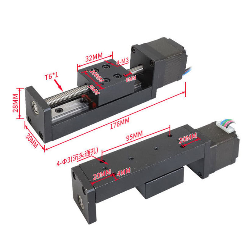 flexman 100mm Stroke Linear Slide Table, High Accuracy Ballscrew Sliding Motion Stage Matched with 28X30 Linear Motor, Linear Guide Rail for 3D Printing (T6x2) T6x2