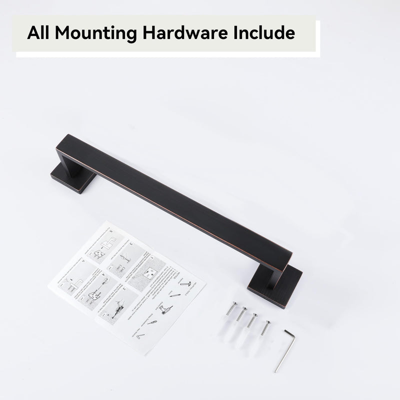 LANC ORB 12-Inch Towel Bar for Bathroom Wall Mounted Bathroom Square Towel Rack, Total-14 Oil Rubbed Bronze Bath Towel Holder Towel Hanger Hand Towel Holders Towel Rail Towel Rod, A8804ORB-3P1 1 Pack 12“