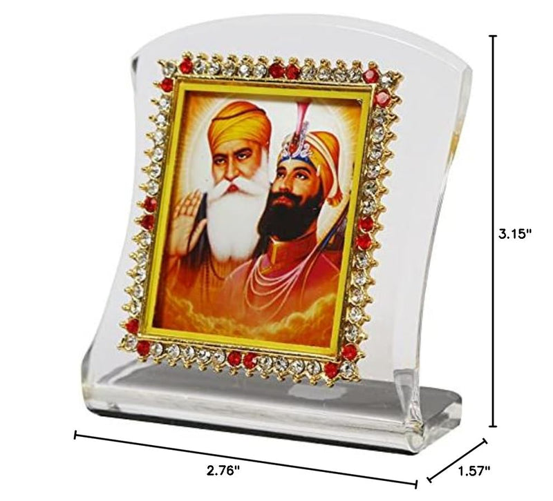 BISMAADH Religious Idol Acrylic Showpiece Figurine for Car Dashboard, Home & Office Décor (Guru Nanak Dev Ji & Guru Govind Singh Ji) Guru Nanak Dev Ji, Guru Gobind Singh Ji