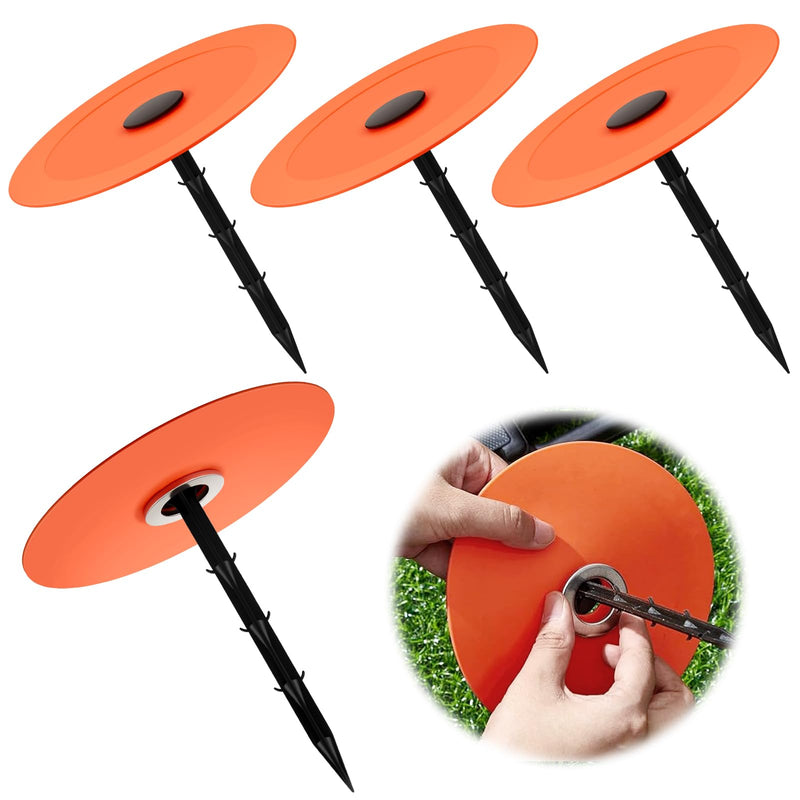 3 Set Low Profile Property Line Markers, Survey Markers Stakes, 5.9 x 6.3 Inch Plastic Septic Tank Marker Large Survey Stakes Lawn Garden Ground Boundary Marker, Orange 3