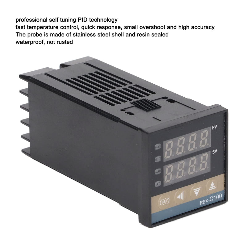 [Australia - AusPower] - Digital PID Temperature Controller Kit -AC100-240V and a SSR 40A Solid State Relay with K Thermocouple GD 0 to 400°C, Optimal Heat Management for Industrial & Agricultural Needs 
