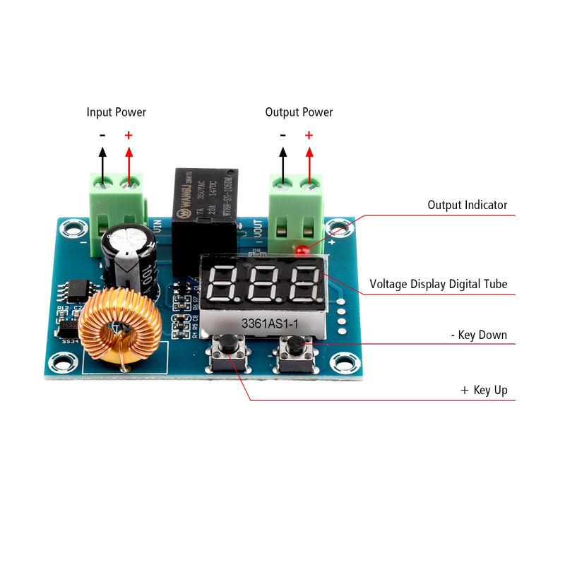 [Australia - AusPower] - 2Pcs XH-M609 Voltage Protection Digital Display Switch Module DC 12V-36V Low Voltage Disconnect Protection Over Discharge Protection Module Output DC 6V-60V 
