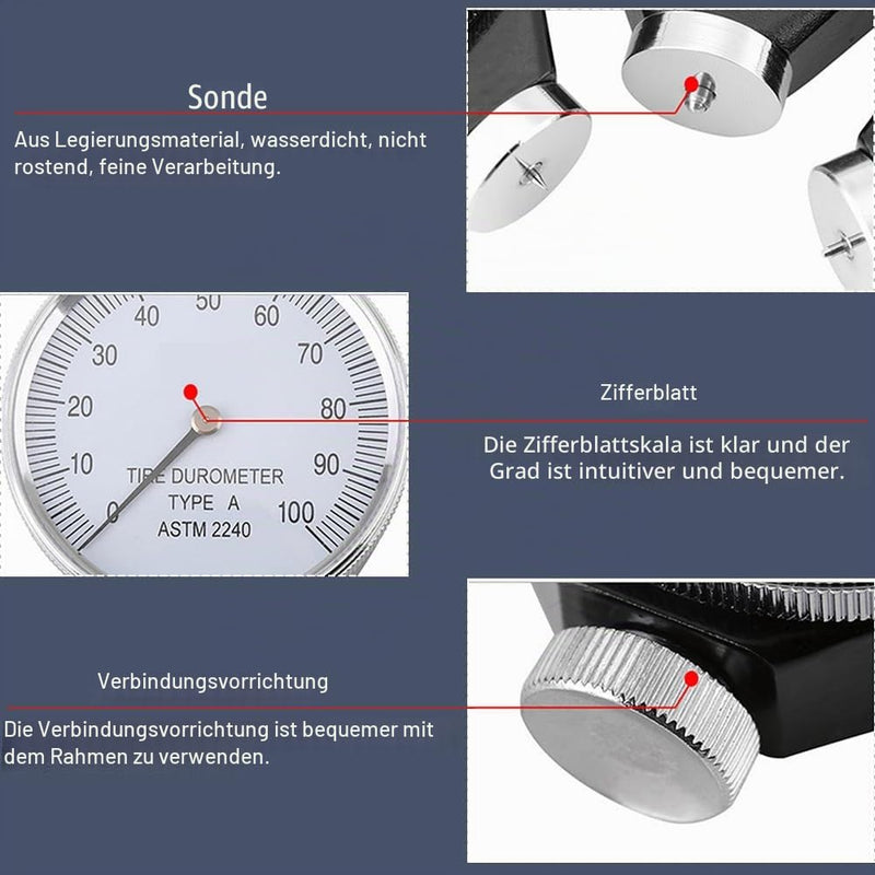 Shore Hardness Gauge, 0-100 HA Shore A Durometer, Hardness Tester for General Rubber Plastic Hard Rubber Hardness Measurement