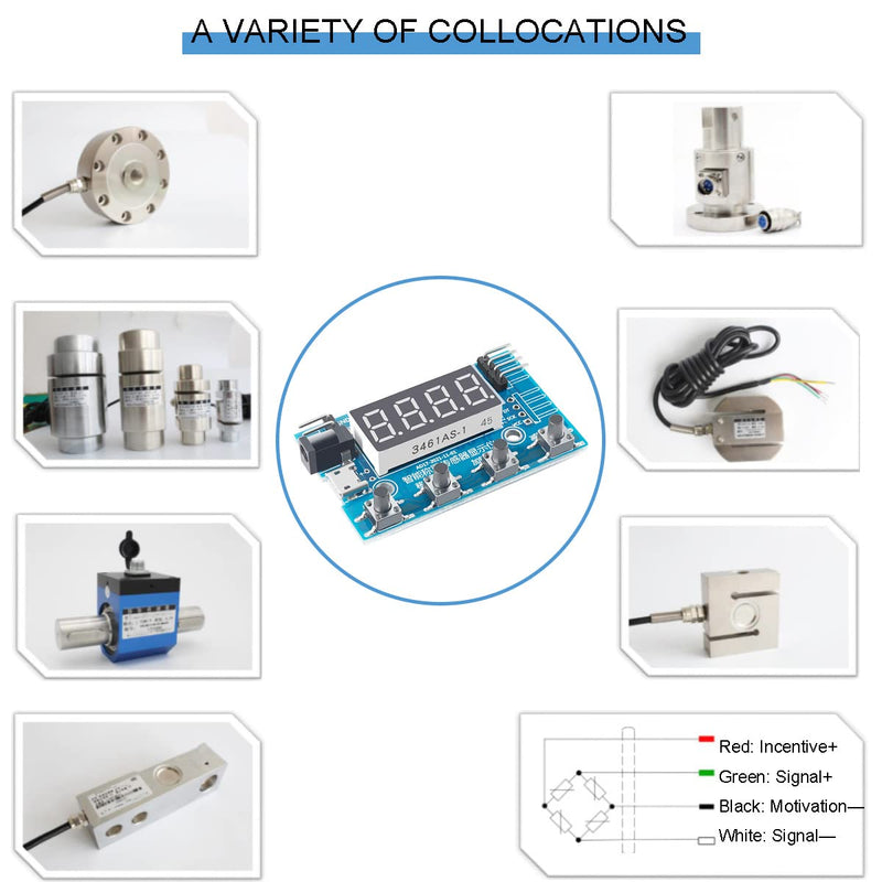 [Australia - AusPower] - HX711 Digital Load Cell Module A/D Module Weight Pressure Sensor Display 24 Bit Weighing Meter Electronic Scale Display Meter with Micro USB Cable without stand 