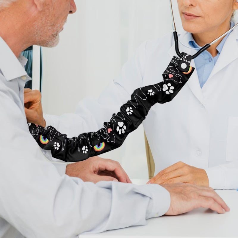 [Australia - AusPower] - Nurses Week Gifts Black Stethoscope Cover Dog Paw Print Stethoscope Sleeve 2 Pack Stethoscope Protective Cover Cute Stethoscope Cover Sleeve Nurse Gifts for Women Dog Paw Print Black 