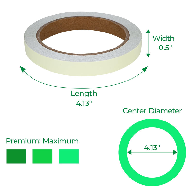 SIDAZON Glow in The Dark Tape,1/2 in x33FT Luminous Fluorescent Photoluminescent Tape Stickers for Stairs Steps and Walls Exit Sign Bright Rechargeable and Long-Lasting Night Decorations Home Marking 1/2in x33FT Green