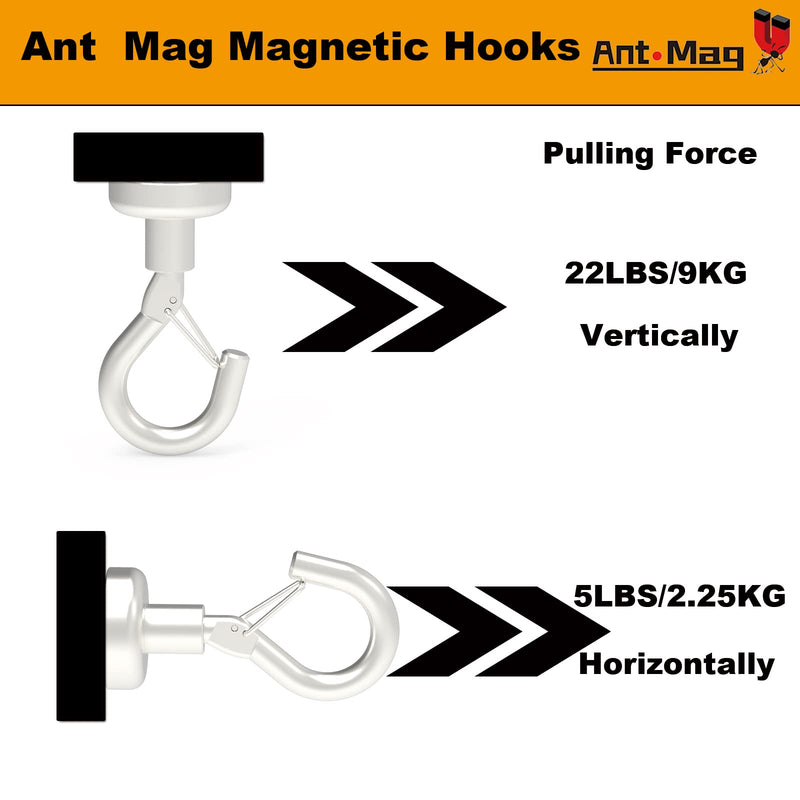 [Australia - AusPower] - Ant Mag Magnetic Hooks Heavy Duty with Snap 22lbs Strong Magnet Hooks Great Hanging for Refrigerator, Cruise Cabin, Grill, Wreath,Kitchen,Office 10 Pack EL16 10 Pack 