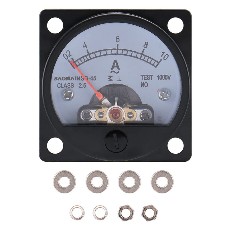 [Australia - AusPower] - Baomain Ammeter AC 0-10A Round Analog Panel Meter Class 2.5 Accuracy Black SO-45 