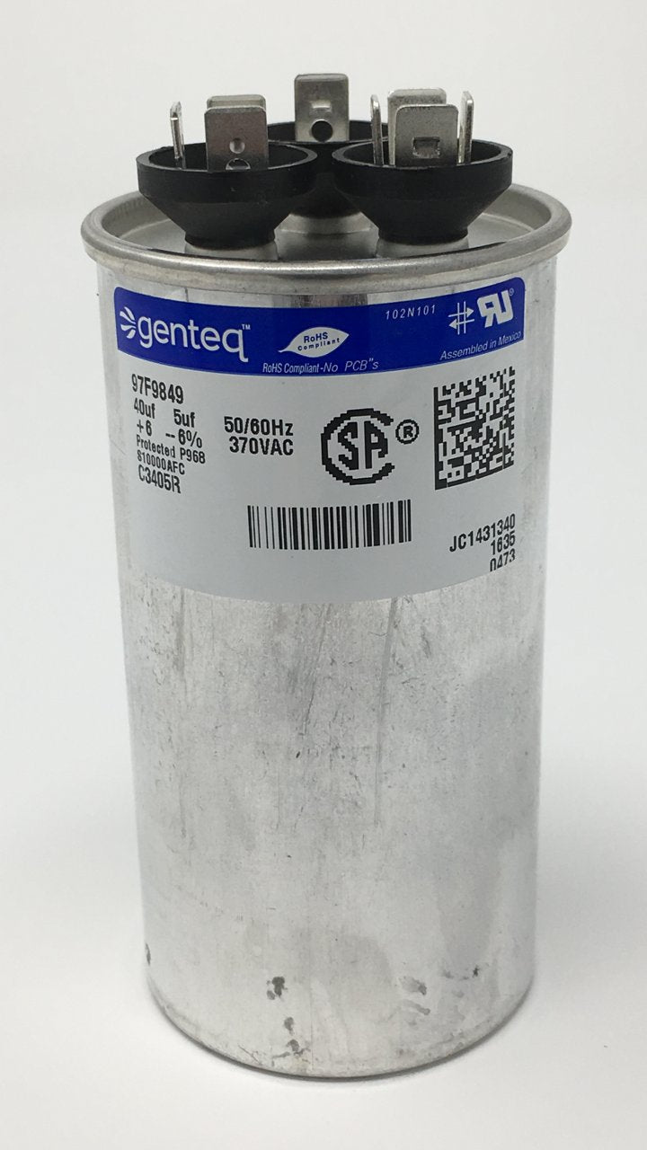 [Australia - AusPower] - Genteq C3405R 97F9849 Capacitor Motor Run, 40/5Uf, 6%, Case, 370V 