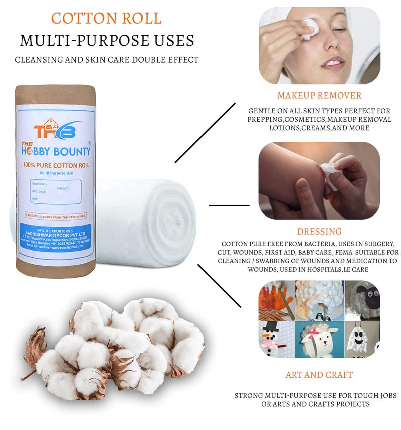 [Australia - AusPower] - Pure Cotton Roll 100% High Absorbent Organic and Soft Multipurpose Use for Makeup Remover Medical Use Cotton Salon Beauty Use for Baby Care (100 Gram) 100 Gram 