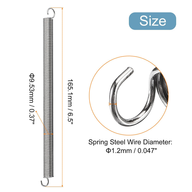 [Australia - AusPower] - uxcell 2Pcs Extended Spring 3/8 inch x 6-1/2 inch, 0.047 inch Spring Steel Dual Hook Tension Springs for Machinery Construction Industrial 